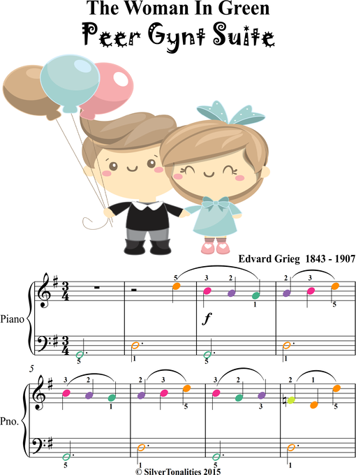 Title details for Woman In Green Peer Gynt Easiest Piano Sheet Music with Colored Notes by Edvard Grieg - Available